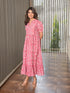MULMUL PINK FLORAL JAAL BLOCK PRINTED DRESS MULMUL PINK FLORAL JAAL BLOCK PRINTED DRESS